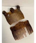 3 Antique Vibtage LARGE HAIR COMBS Tortoise Shell Design - $24.74