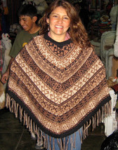 Embroidered brown Poncho,natural alpacawool,outerwear  - $123.00
