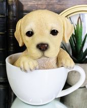 Ebros Realistic Adorable Labrador Puppy Teacup Statue 5.5" Tall Pet Pal - $30.99