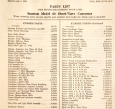1931 Sparton Radio Model 60 Parts List Page Electronics Service F20A - $24.99
