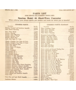 1931 Sparton Radio Model 60 Parts List Page Electronics Service F20A - $35.09 CAD