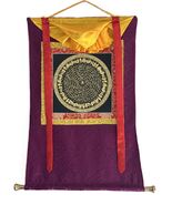 OM MANI PADME HUM MANTRA MANDALA TIBETAN THANGKA HAND-PAINTED WITH SILK ... - €126,76 EUR