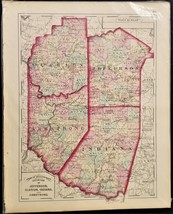 1876 Antique Jefferson Clarion Indiana Armstrong Map From Atlas Of Pennsylvania - £32.74 GBP