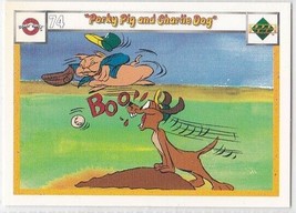 N) 1990 Upper Deck Looney Tunes Comic Ball Card #74/89 Porky Pig and Charlie Dog - £1.58 GBP