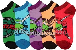 TMNT Retro Cartoon Turtle Team 5-Pack Women&#39;s Ankle Socks - £11.92 GBP