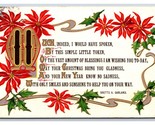 Brette Garland Christmas Poem Poinsettias Embossed Gilt DB Postcard U11 - £3.11 GBP