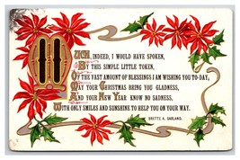 Brette Garland Christmas Poem Poinsettias Embossed Gilt DB Postcard U11 - £3.07 GBP