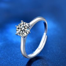 Six Claw 1Ct Round Cut Moissanite Wedding Promise Anniversary Ring Gold Plated - £58.91 GBP