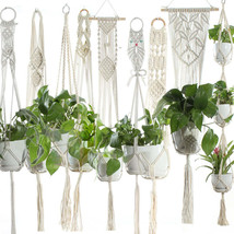 Flower Pot Net Bag Beige Cotton Rope Indoor Plant Hanger Hanging Basket ... - $6.70+
