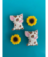 4 Shoe Charm Garden Sun Flower Pig Farm Animals Plug Pin Button For Croc - $9.99