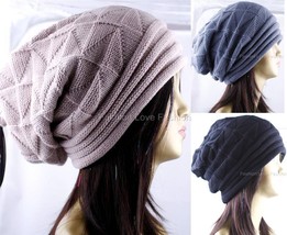 1 Womens Mens Winter Beanie Beret Hat Plicate Crochet Knit Baggy Slouchy Cap - £7.96 GBP