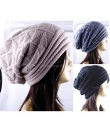 1 Womens Mens Winter Beanie Beret Hat Plicate Crochet Knit Baggy Slouchy... - $13.56 CAD