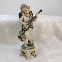 Vtg. Fantonini Depose Italy Angel Cherub Playing The Mandoline Figurine On A... - £22.55 GBP