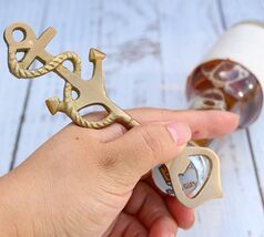 Set Of 2 Vintage Brass Metal Nautical Roped Ship Anchor Beer Bottle Hand... - €21,30 EUR