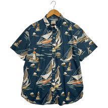 J Crew Shirt Mens Extra Large Blue Sailboat Tropical Button Up Vacation ... - €22,51 EUR