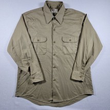 Vintage Montgomery Ward Mens Work Shirt Large Brown Khaki Double Front Pocket  - £15.95 GBP