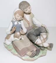 Lladro Friendship Boy and Girl with Puppy Dog Porcelain Gloss Figurine, ... - $79.95
