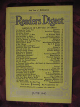 Readers Digest June 1940 Wendell Willkie H L Mencken Arturo Toscanini - £6.34 GBP