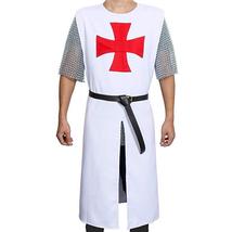Viking Renaissance Medieval Tunic Red Color Cross Pattern for Armor Cosplay - £53.94 GBP