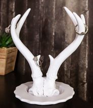 Contemporary Chic Rustic White Double Buck Deer Stag Antlers Jewelry Tre... - €20,74 EUR