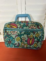 Vintage 60&#39;s child&#39;s suitcase mod flower power small 10.5&quot; cloth softside MCM - £21.77 GBP