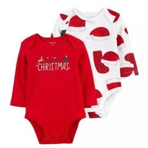 Girls Bodysuits 2 Pack Carters White Red MY FIRST CHRISTMAS Long Sleeve-... - £14.09 GBP