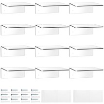 12 Packs Acrylic Floating Shelves For Wall Small Display Wall Shelf Clear Hangin - £43.41 GBP