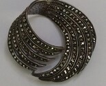 Sterling Silver and Marcasite Feather Swirl Brooch Vintage - $25.00