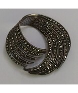 Sterling Silver and Marcasite Feather Swirl Brooch Vintage #F19-0912-01 - $34.84 CAD