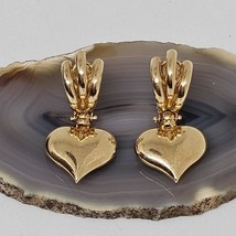 14K 585 Yellow GOLD - Shiny Heart Drop Dangle Earrings 3.7 grams - £151.86 GBP