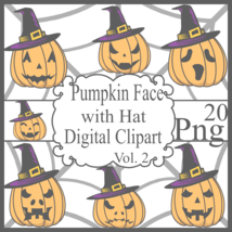 Pumpkin face with hat digital clipart vol. 2 thumb200