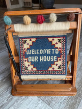 Vintage Tabletop Wood Loom Salesman Sample Wool Rug Welcome to Our House - $39.99