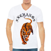 Nwt Walking Tiger Majestic Animal 3D Exchange Fashion Men&#39;s White V-NECK T-SHIRT - $10.20