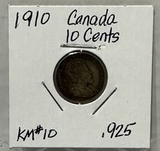 1910 Canada 10 Cents Edward VII .925 Silver KM#10 - £9.53 GBP