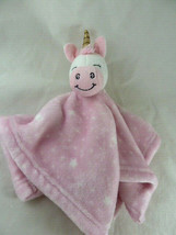 HB Hudson Baby smiling Unicorn Pink Lovey Security Blanket 14&quot; square Soft! - £9.34 GBP