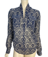 Alloy Apparel Blue and White V Neck Long Sleeve Pullover Blouse Size XS - $18.99