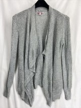 Candies Size Medium Cardigan Sweater Women Gray Soft Knit Fuzzy Open Shawl - £8.19 GBP