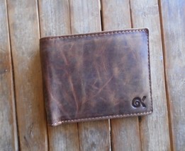 Men&#39;s Handmade Real Leather Bifold Wallet RFID - £19.18 GBP