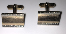 Swank Gold Colored Vintage Triangle Shaped Cuff Links With Silver Edges - $6.80