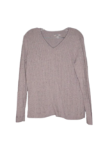 Croft &amp; Barrow V-neck Ribbed Sweater Womens Size L Light Lavender Speckl... - £10.70 GBP