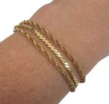 VINTAGE Set of 3 Gold Filled Dainty Bracelets 1/20 12K GF Cuban Rope Chain 7&quot; - £27.65 GBP