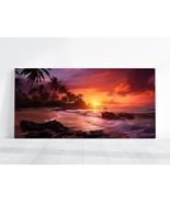 Hawaii Beach Sunset Canvas, Beach Landscape Colorful Skies Photo Print W... - £20.24 GBP+