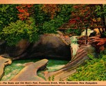 Basin and Old Mans Foot Franconia Notch New Hampshire NH Linen Postcard C1 - $2.92
