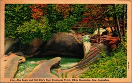 Basin and Old Mans Foot Franconia Notch New Hampshire NH Linen Postcard C1 - £2.33 GBP
