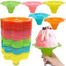 100Pcs 4Oz Colorful Snow Cone Cups,Flower Shaped Ice Cream Cup,Reusable Plastic  - $20.99