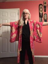 CL-KIM-8 Pre WWII vintage long multicolor pink red floral design Kimono ... - €96,31 EUR