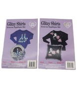 Lot of 2 Glitzy Shirts Christmas Dove And Blue Candles Iron-On Appliqué ... - £9.54 GBP