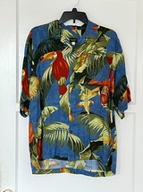 Hawaiian Style Shirt - Toucan and Jungle Floral Pattern Print - Sz M - £22.47 GBP