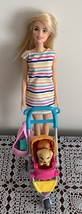 Mattel 2017 Stroll N Play Barbie Doll Stroller Two Puppies Tote Bag Water Bottle - £11.70 GBP