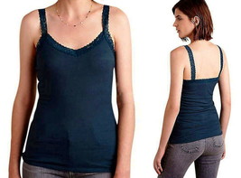 Anthropologie Lace-Strap Cami XSmall 0 2 Ribbed Camisole Layering Tank Top Blue - £26.64 GBP